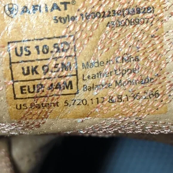 Ariat Heritage Roughstock Square Toe Leather Boots Brown Mens Size 10.5-lp - Picture 13 of 14